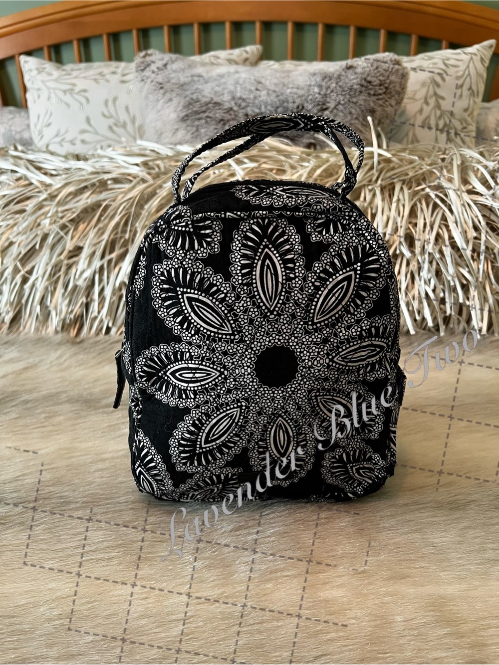 VERA BRADLEY Stellar Paisley Insulated Lunch Bunch Bag Black White Quilted